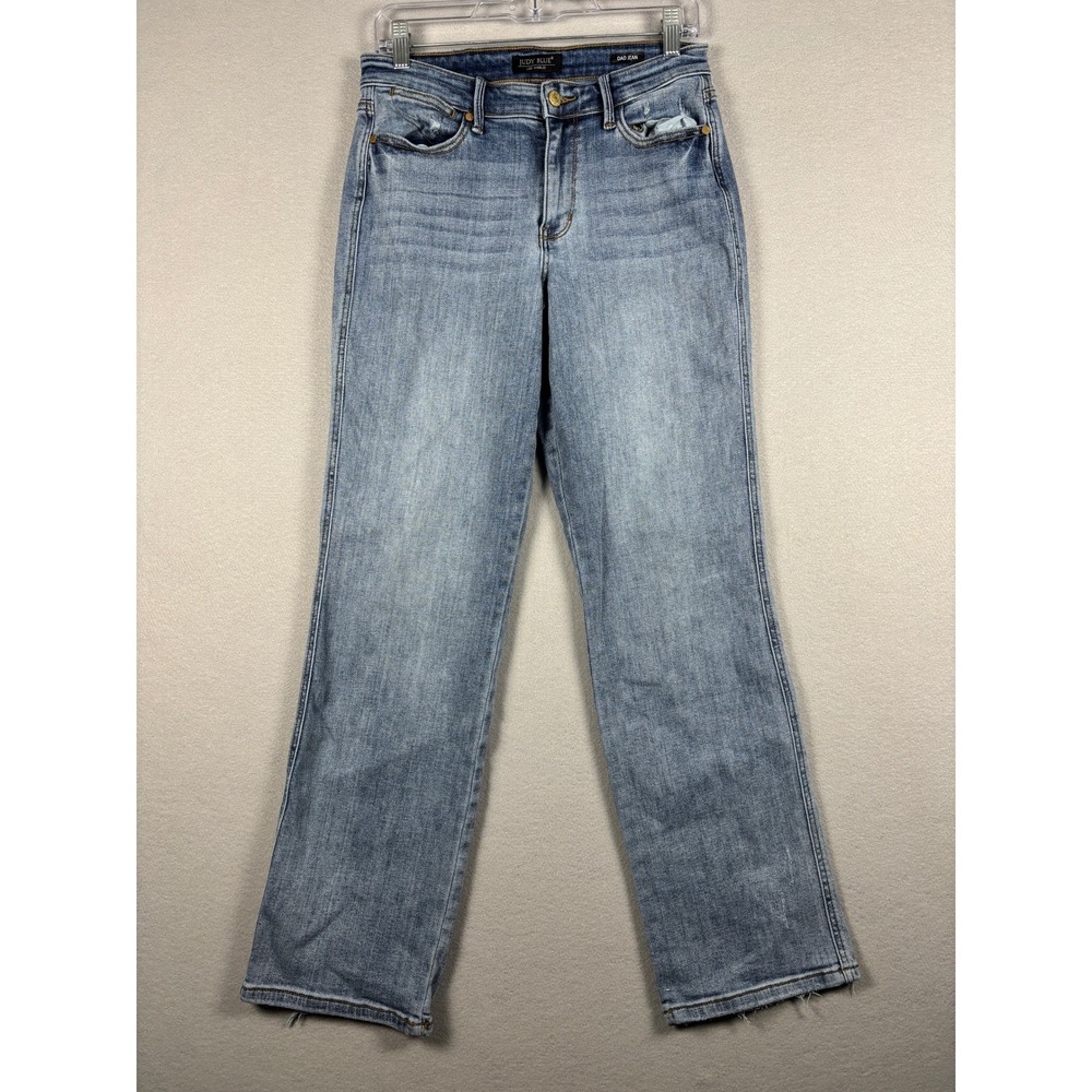 Judy Blue Dad Jean High Rise Distressed Straight Leg Size 7/28 Medium Wash Blue